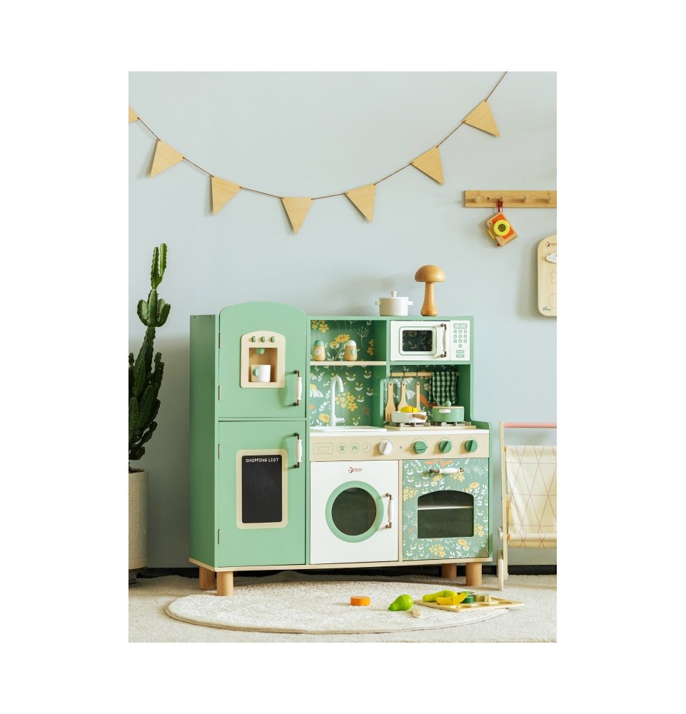 Medinė „Vintage“ stiliaus virtuvėlė, žalia