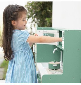 Medinė „Vintage“ stiliaus virtuvėlė, žalia