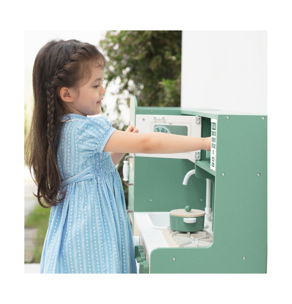 Medinė „Vintage“ stiliaus virtuvėlė, žalia