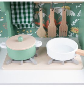 Medinė „Vintage“ stiliaus virtuvėlė, žalia