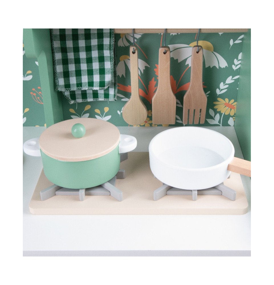 Medinė „Vintage“ stiliaus virtuvėlė, žalia