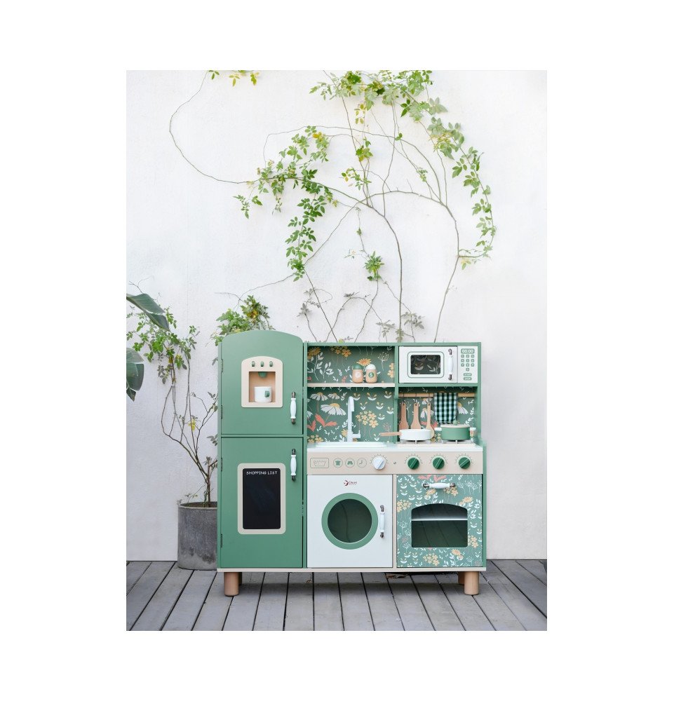 Medinė „Vintage“ stiliaus virtuvėlė, žalia