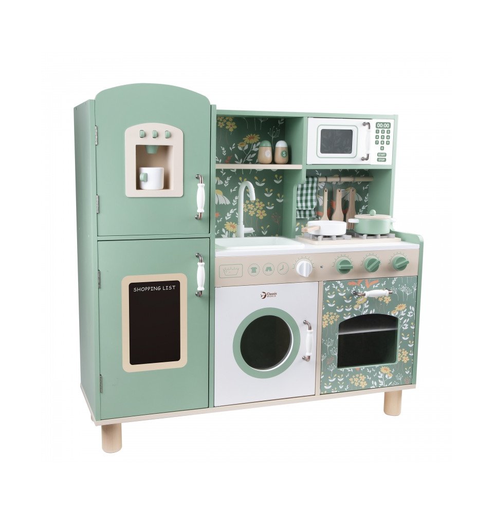 Medinė „Vintage“ stiliaus virtuvėlė, žalia