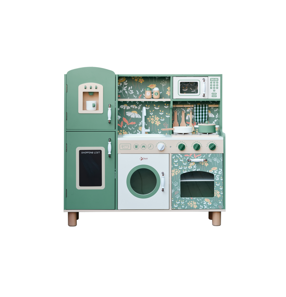 Medinė „Vintage“ stiliaus virtuvėlė, žalia