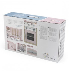 Medinė žaislinė virtuvėlė su priedais, rožinė