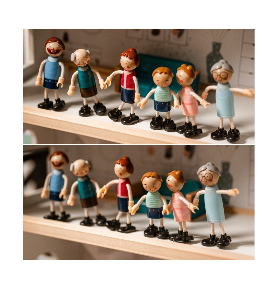 Medinis lėlių namelis su figūrėlėmis