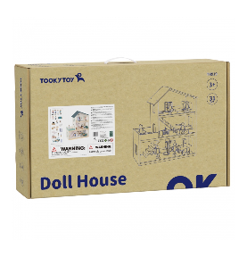 Medinis lėlių namelis su figūrėlėmis