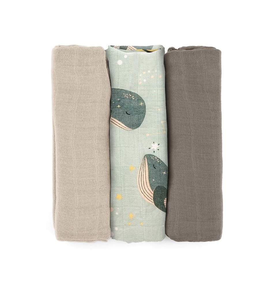 Bambukinių vystyklų rinkinys, 68 × 68 cm, 3 vnt.