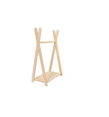 Medinė vaikiškų drabužių pakaba, natūralaus medžio