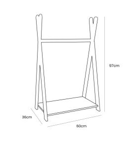 Medinė vaikiškų drabužių pakaba, natūralaus medžio