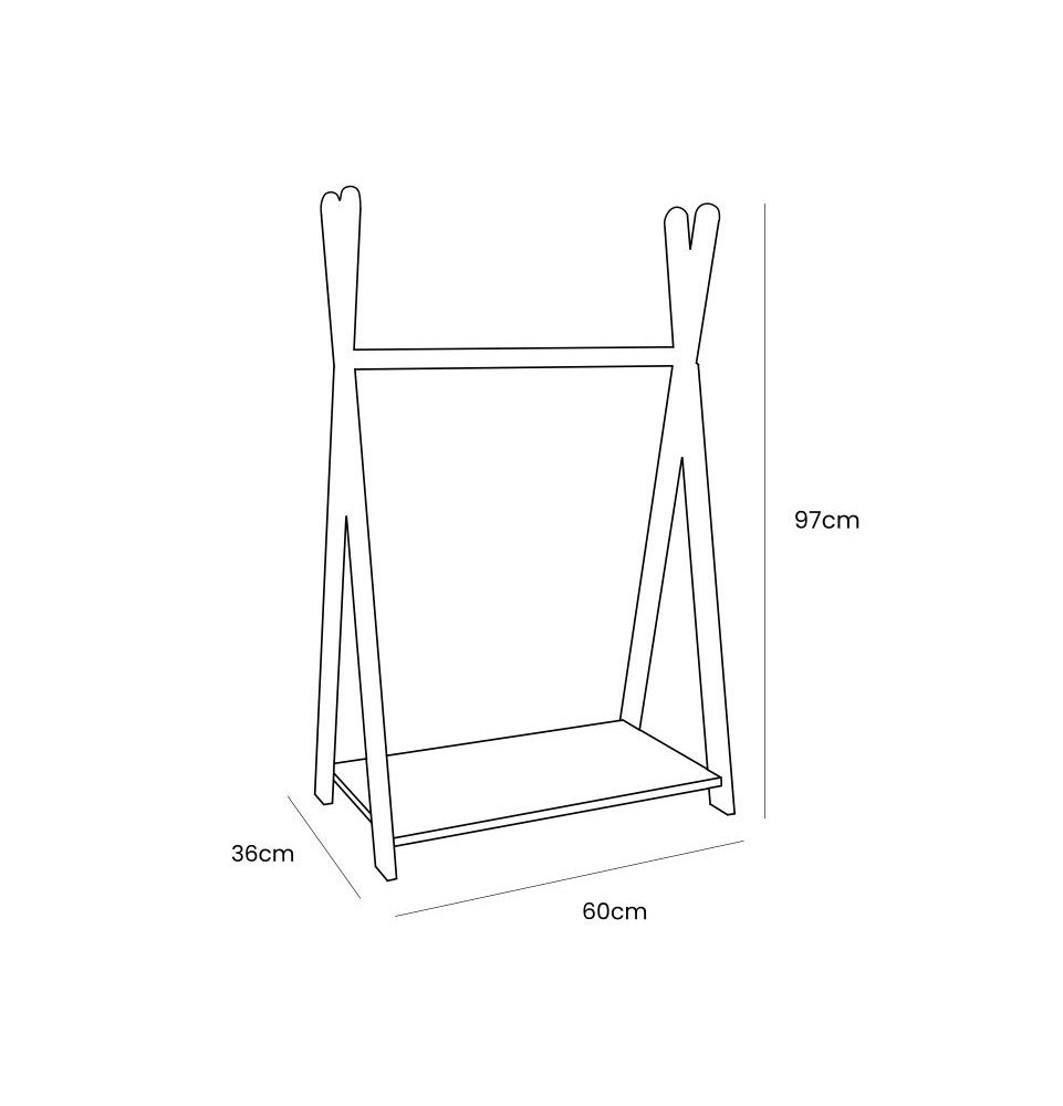 Medinė vaikiškų drabužių pakaba, natūralaus medžio