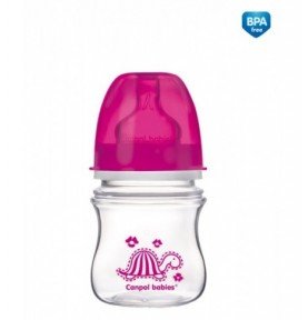 CANPOL BABIES plataus kaklelio buteliukas EASYSTART, colorful animals, 3-6 mėn+, 120 ml, 35/205