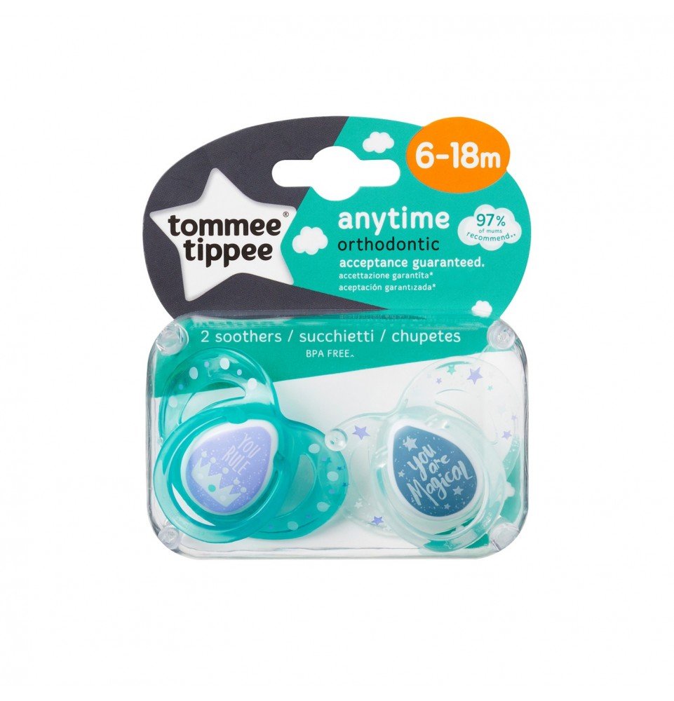 TOMMEE TIPPEE silikoniniai čiulptukai ANYTIME, 2 vnt., 6-18 mėn., 43336403