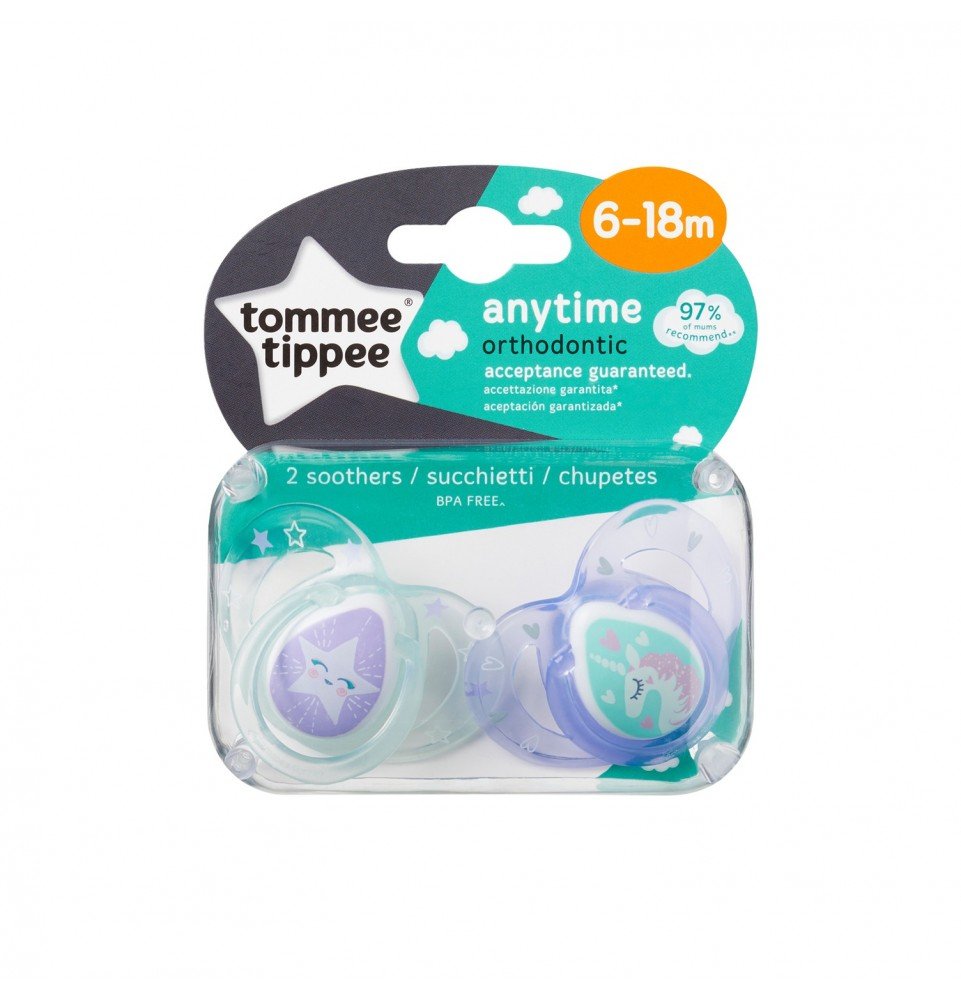 TOMMEE TIPPEE silikoniniai čiulptukai ANYTIME, 2 vnt., 6-18 mėn., 43336403