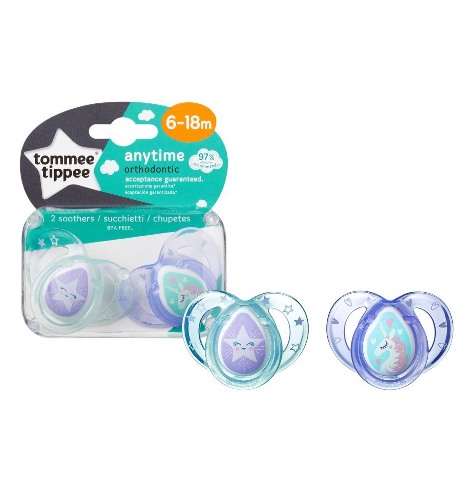 TOMMEE TIPPEE silikoniniai čiulptukai ANYTIME, 2 vnt., 6-18 mėn., 43336403