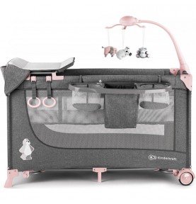 Kelioninė lovytė-maniežas su aksesuarais Kinderkraft Joy, Pink