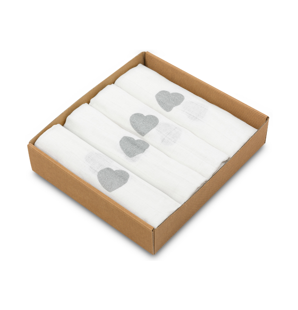 Vystyklai kūdikiams Silver Hearts, 4vnt