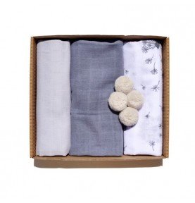 Muslino vystyklai kūdikiams, Grey, 3vnt.