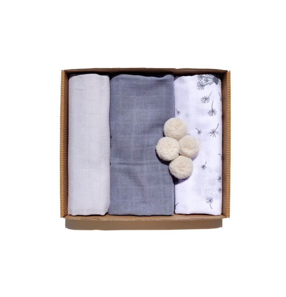 Muslino vystyklai kūdikiams, Grey, 3vnt.