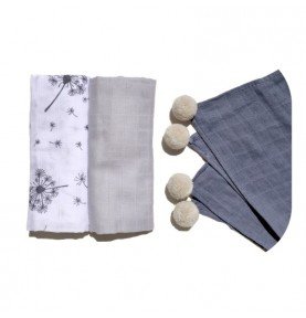 Muslino vystyklai kūdikiams, Grey, 3 vnt.