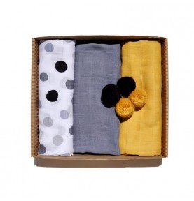 Muslino vystyklai kūdikiams Musta, 3vnt.