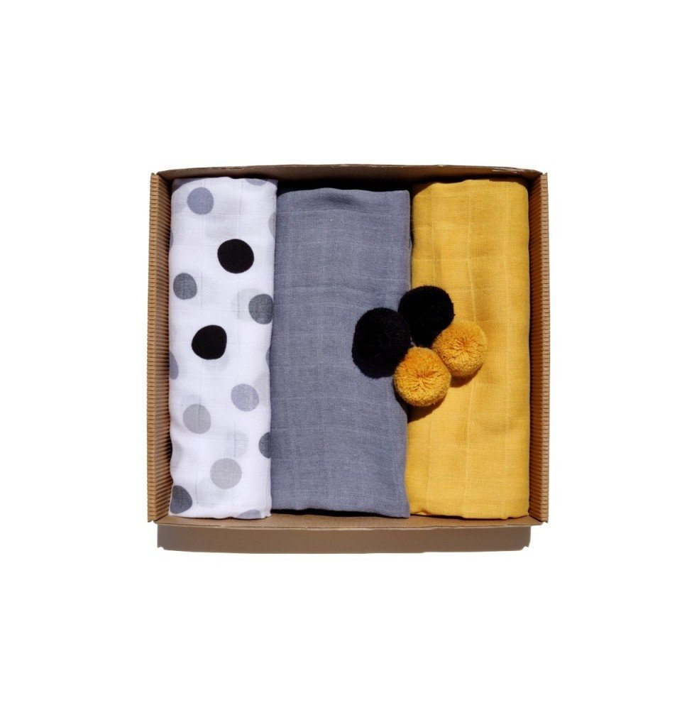 Muslino vystyklai kūdikiams Musta, 3vnt.