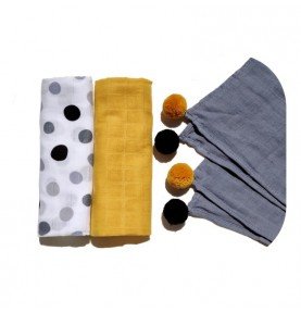 Muslino vystyklai kūdikiams Musta, 3 vnt.