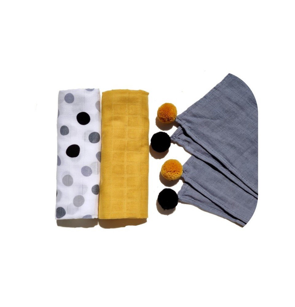 Muslino vystyklai kūdikiams Musta, 3vnt.