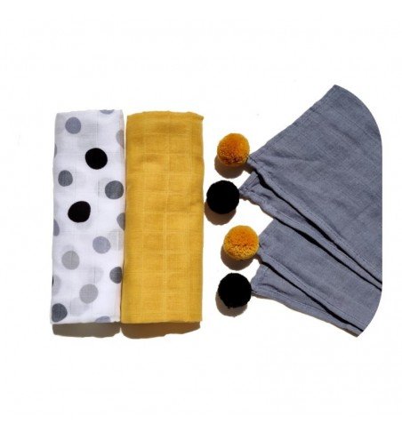 Muslino vystyklai kūdikiams Musta, 3vnt.