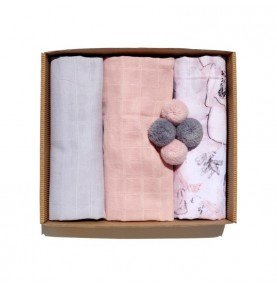 Muslino vystyklai kūdikiams, Pink, 3vnt.