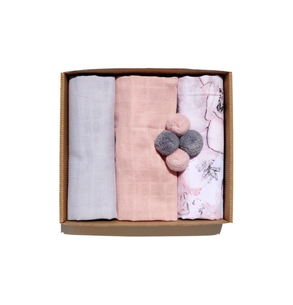 Muslino vystyklai kūdikiams, Pink, 3vnt.