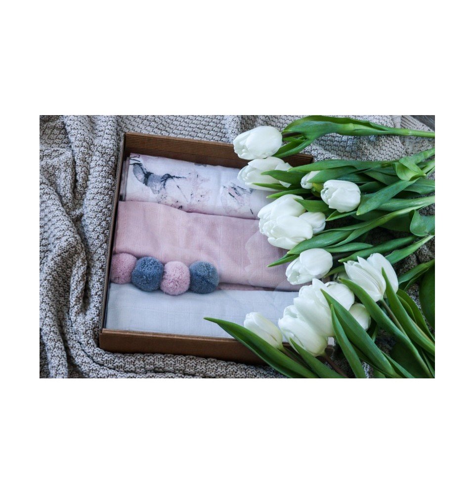 Muslino vystyklai kūdikiams, Pink, 3vnt.