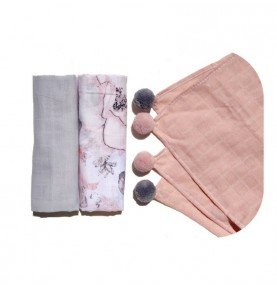 Muslino vystyklai kūdikiams, Pink, 3 vnt.