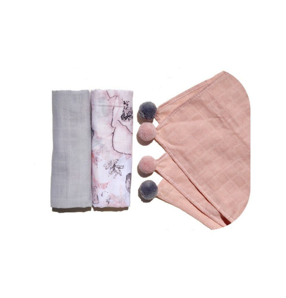 Muslino vystyklai kūdikiams, Pink, 3vnt.