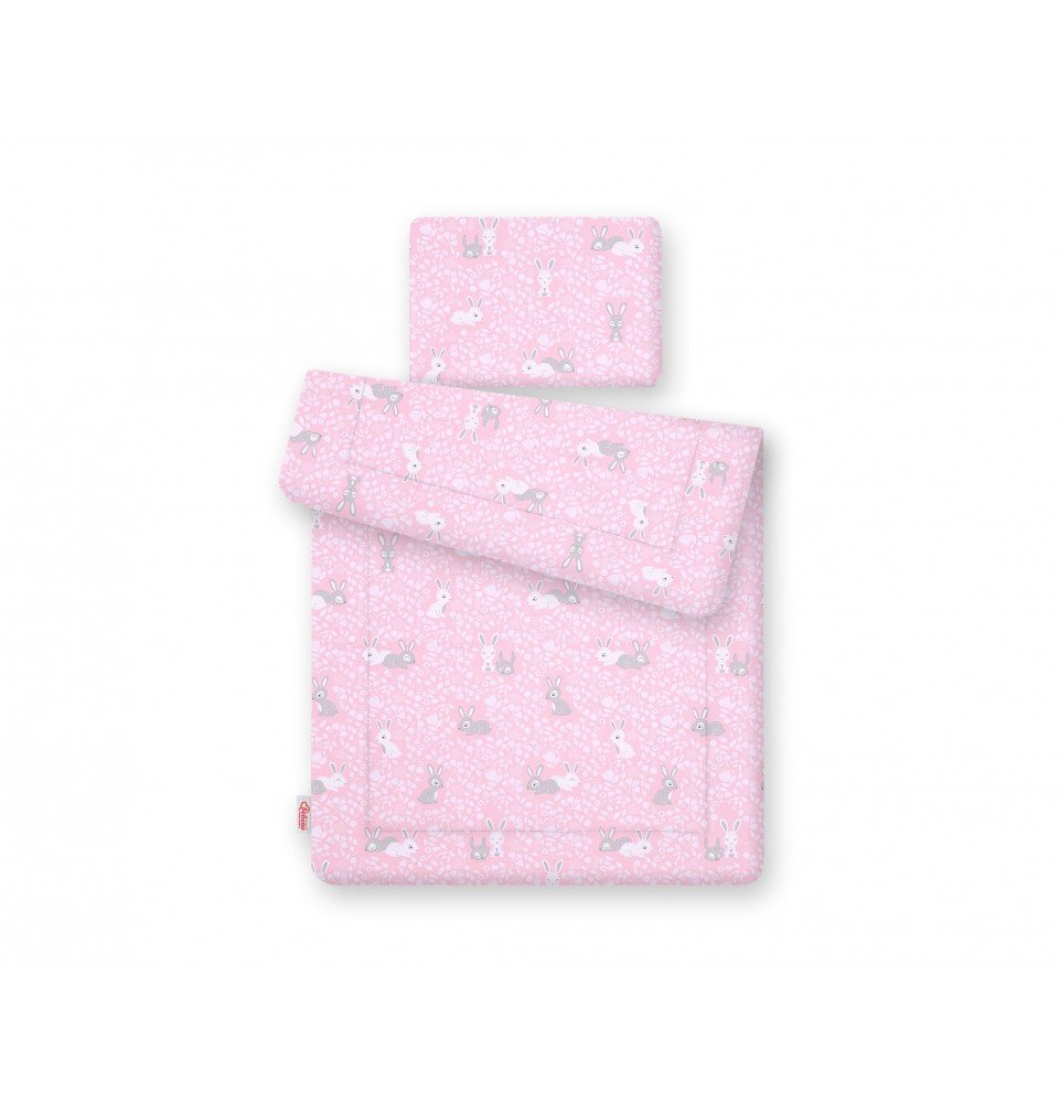 Antklodės ir pagalvės komplektas Bobono Pink bunnies, 75x100