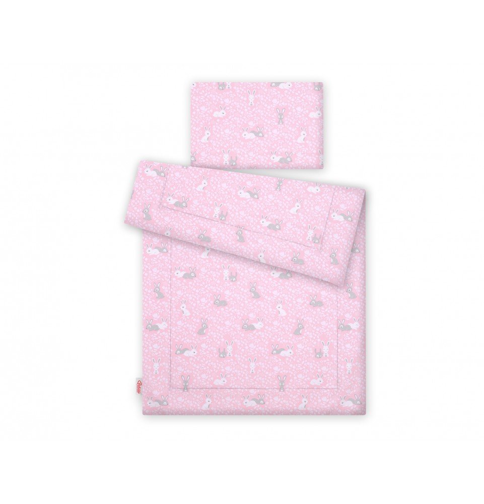 Antklodės ir pagalvės komplektas Bobono Pink bunnies, 100x135