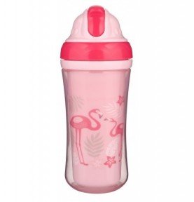 Neišsipilanti gertuvė su silikoniniu šiaudeliu Canpol Babies Flamingo, 260ml, 74/050