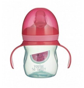 Mokomasis puodelis su silikoniniu snapeliu Canpol Babies So Cool, Pink, 150ml 57/303