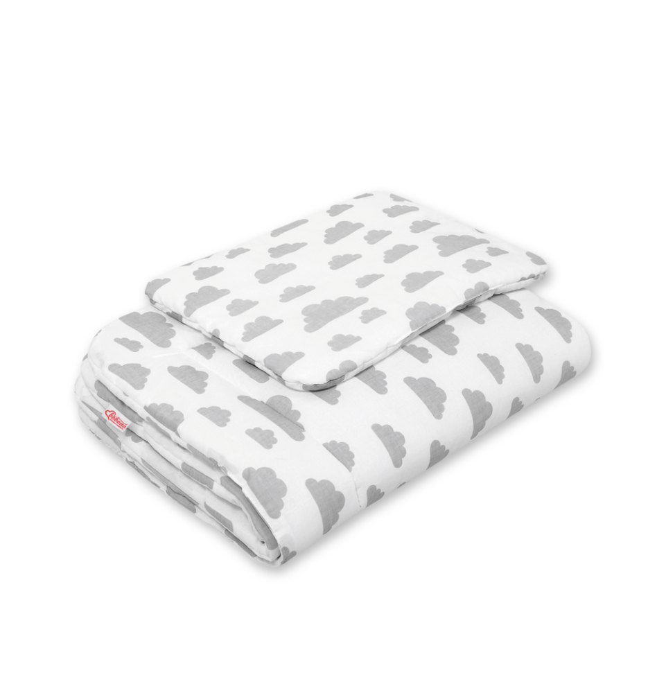 Antklodės ir pagalvės komplektas Bobono Gray clouds, 75x100