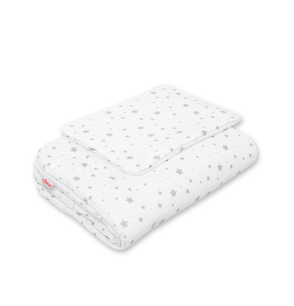 Antklodės ir pagalvės komplektas Bobono Gray stars, 75x100cm