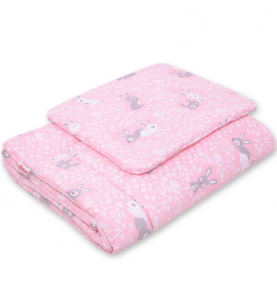 Antklodės ir pagalvės komplektas Bobono Pink bunnies, 75x100