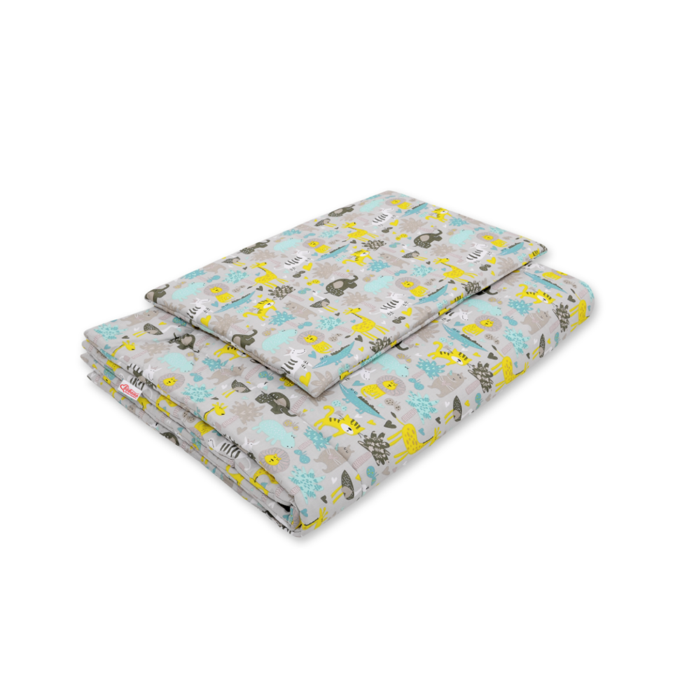 Antklodės ir pagalvės komplektas Bobono Gray-mint animals, 75x100