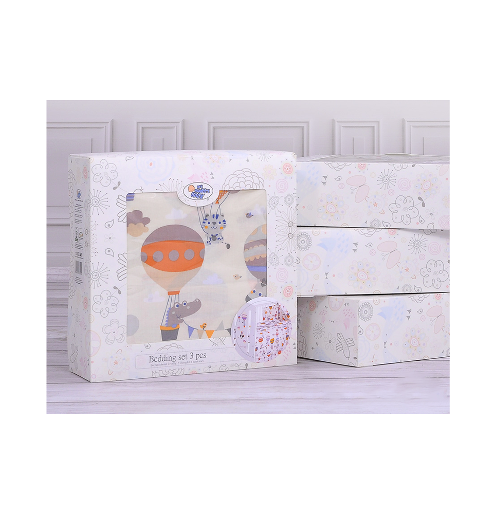 Vaikiška patalynė Happy balloons gray, 100x135, 3 dalių