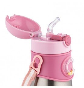 Termosinis puodelis su silikoniniu šiaudeliu Canpol Babies 74/054 Pink, 300ml