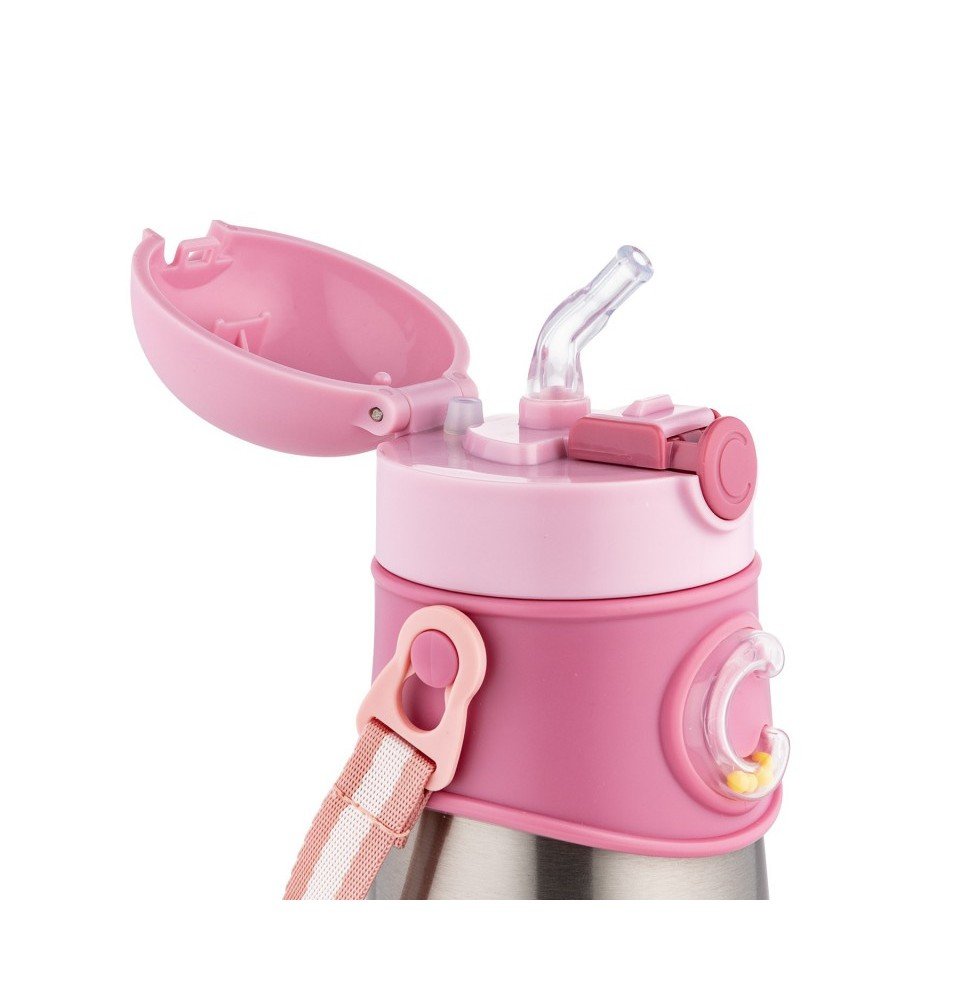 Termosinis puodelis su silikoniniu šiaudeliu Canpol Babies 74/054 Pink, 300ml