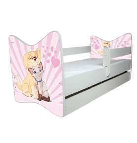 Vaikiška lova su stalčiumi Junior Deluxe In Love Pink, 140x70cm