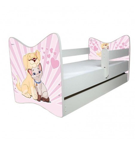 Vaikiška lova su stalčiumi Junior Deluxe In Love Pink, 140x70cm