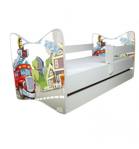 Vaikiška lova su stalčiumi Junior Deluxe Washed Fireman, 140x70cm