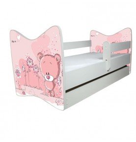 Vaikiška lova su stalčiumi Junior Deluxe Pink Teddy Bear, 140x70cm