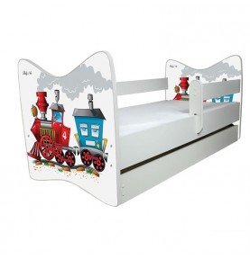 Vaikiška lova su stalčiumi Junior Deluxe Train, 140x70cm
